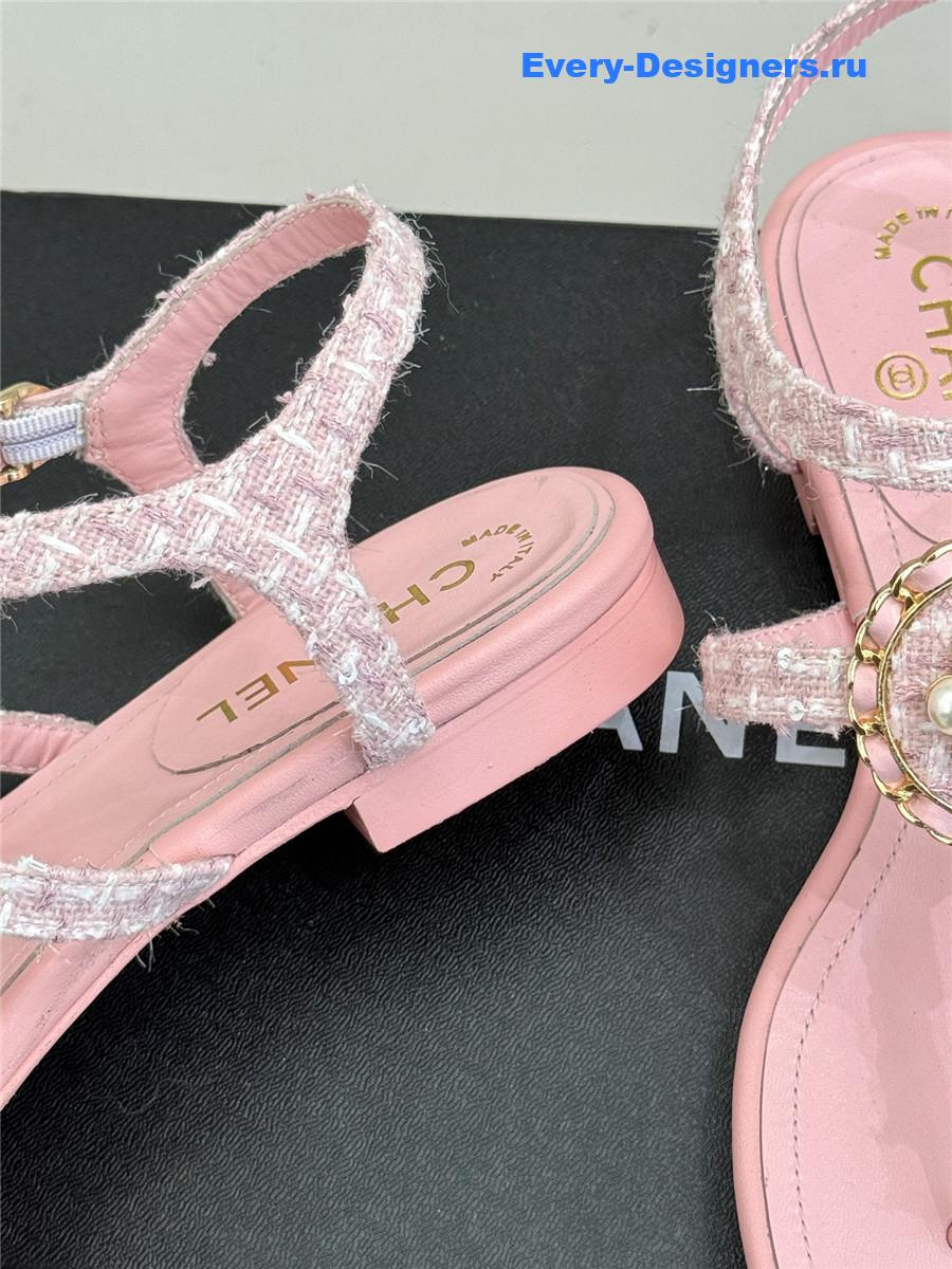 Ch**el camellia pearl pink flip flops