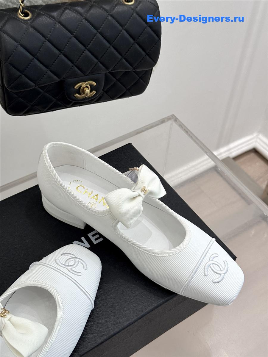 Ch**el white bow mary janes