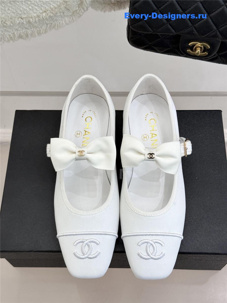 Ch**el white bow mary janes