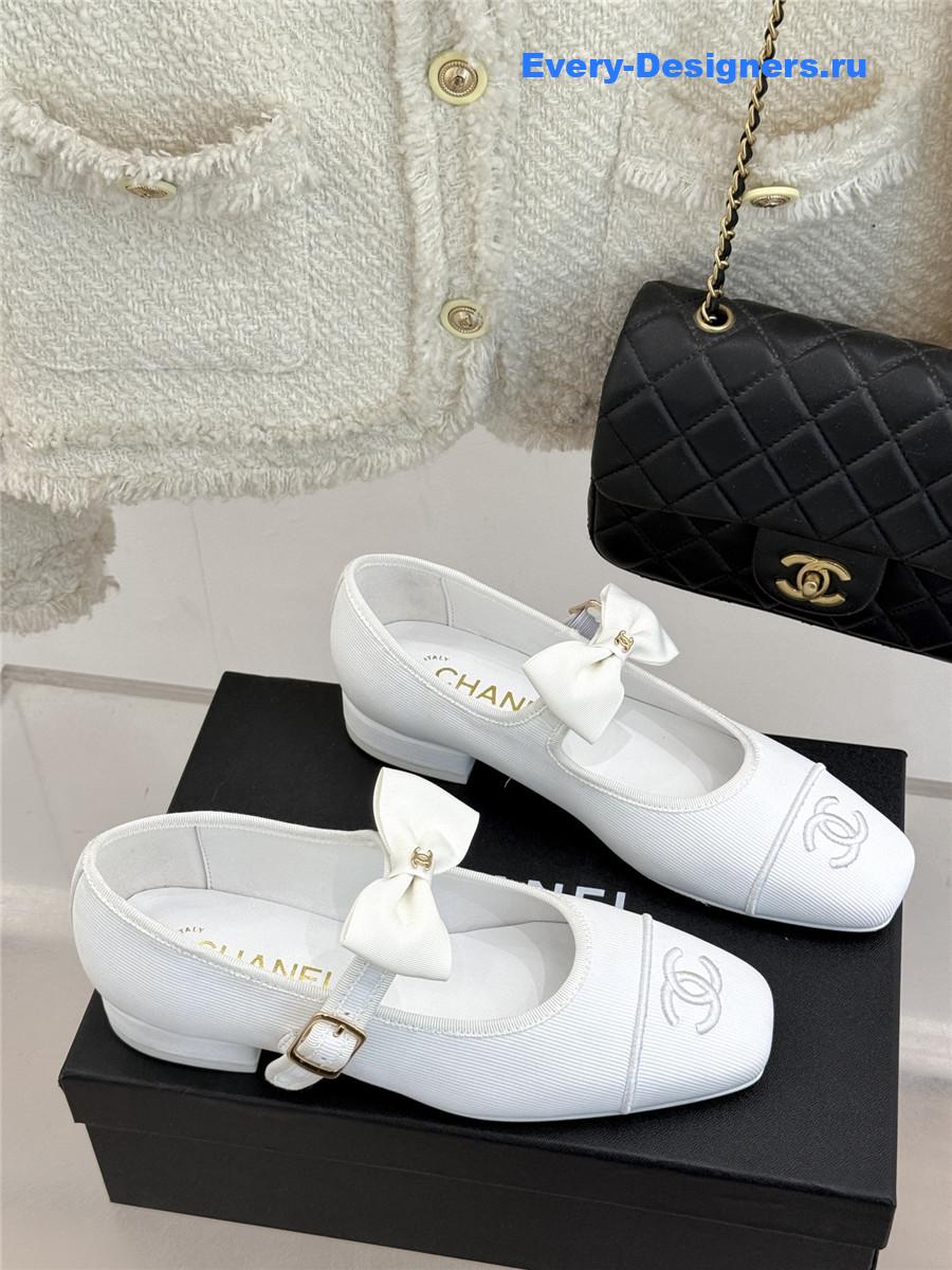 Ch**el white bow mary janes