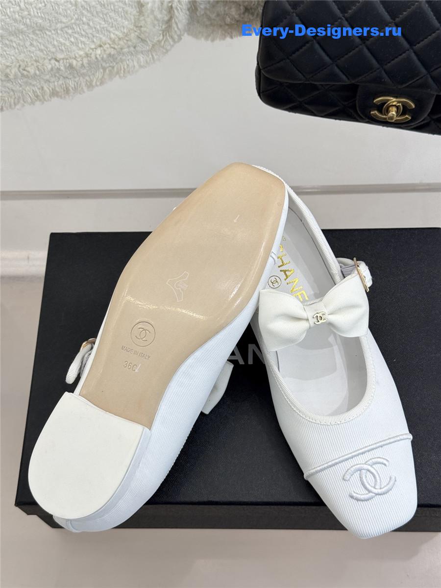 Ch**el white bow mary janes