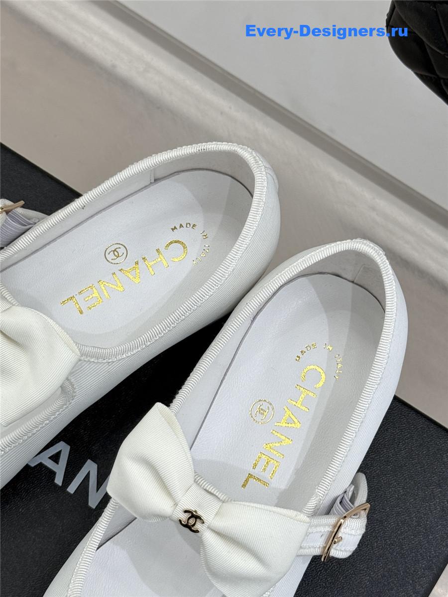 Ch**el white bow mary janes