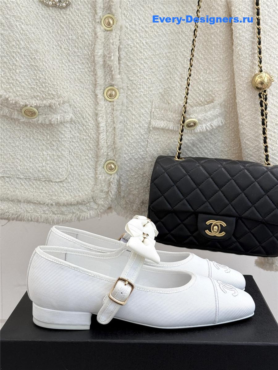 Ch**el white bow mary janes