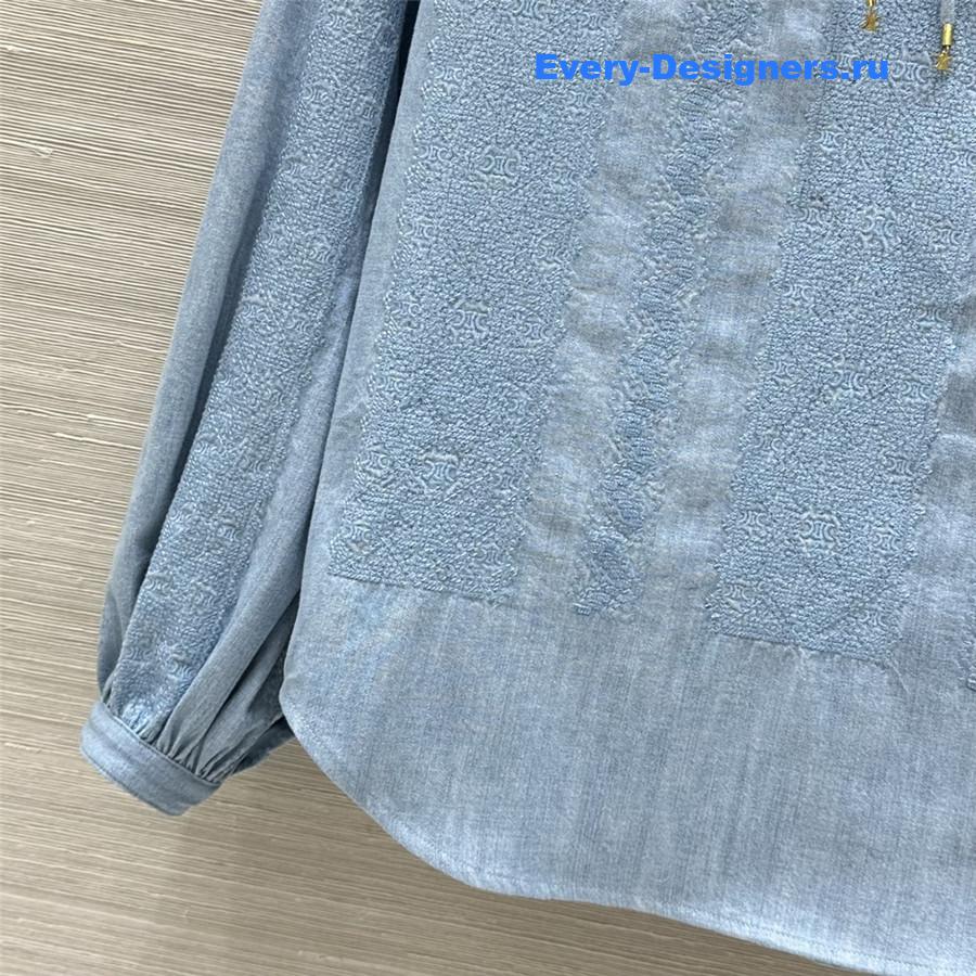 Ce1i*e arc de triomphe embroidered denim shirt