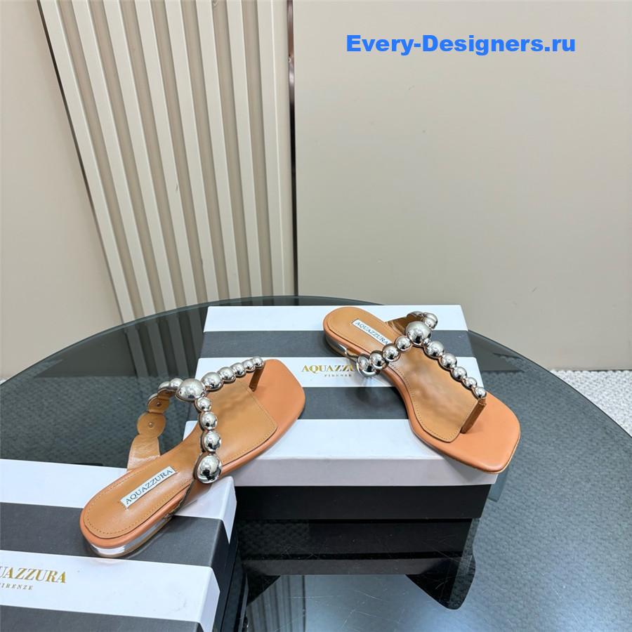 Aquazzura Women’s Flat Flip Flops Brown