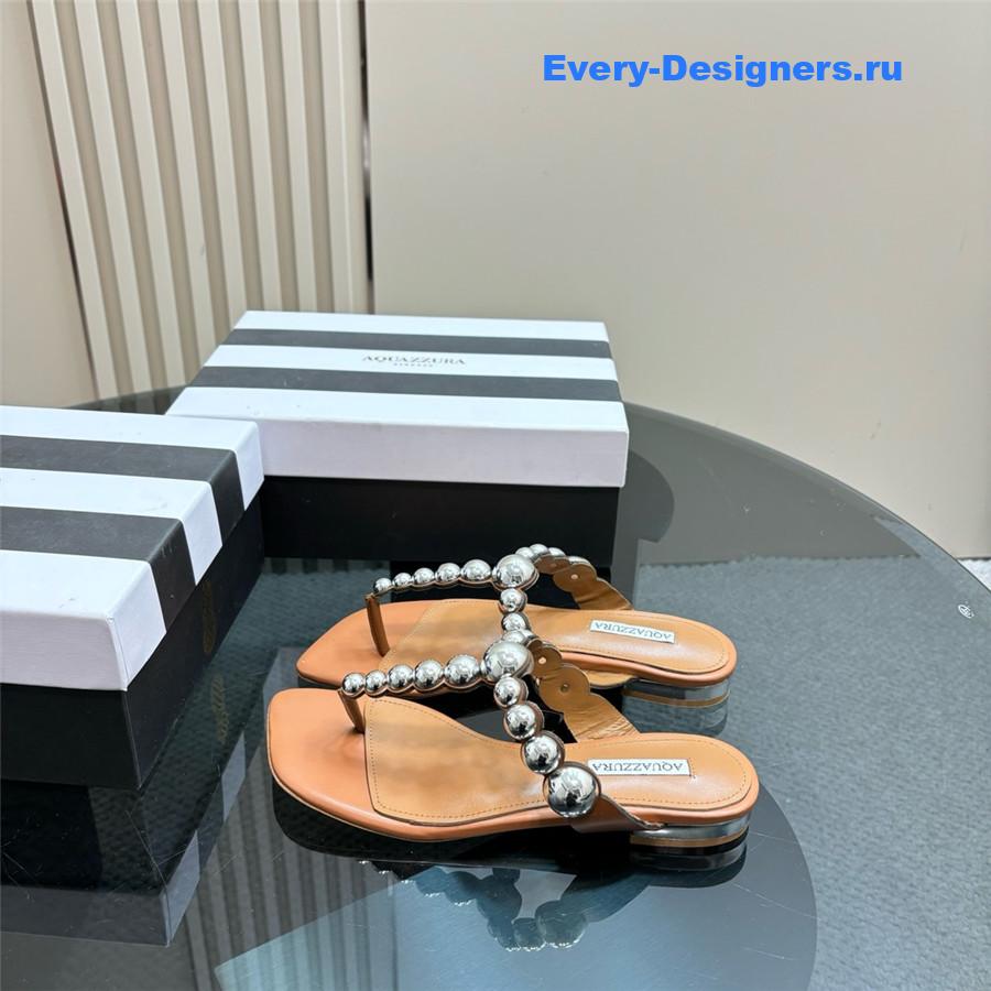 Aquazzura Women’s Flat Flip Flops Brown