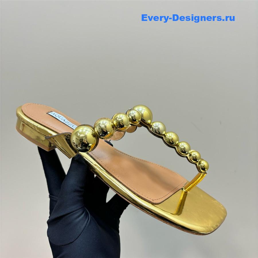 Aquazzura Women’s Flat Flip Flops Gold