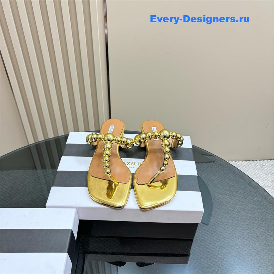 Aquazzura Women’s Flat Flip Flops Gold