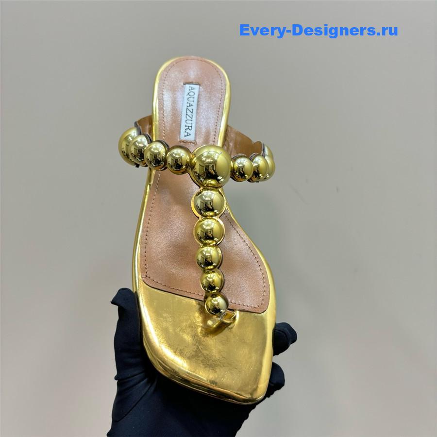 Aquazzura Women’s Flat Flip Flops Gold