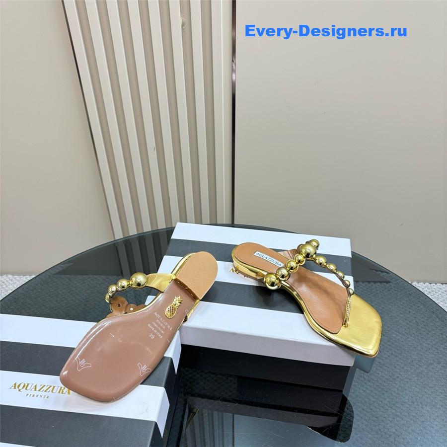 Aquazzura Women’s Flat Flip Flops Gold