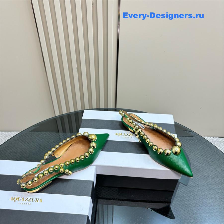 Aquazzura Green Pineapple Flat Sandals