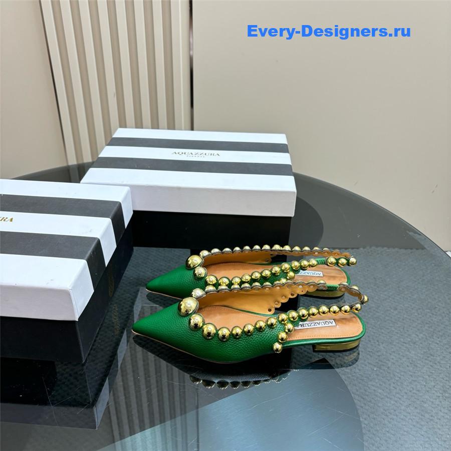 Aquazzura Green Pineapple Flat Sandals