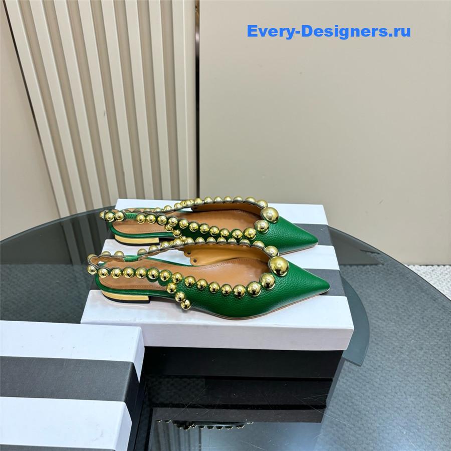 Aquazzura Green Pineapple Flat Sandals