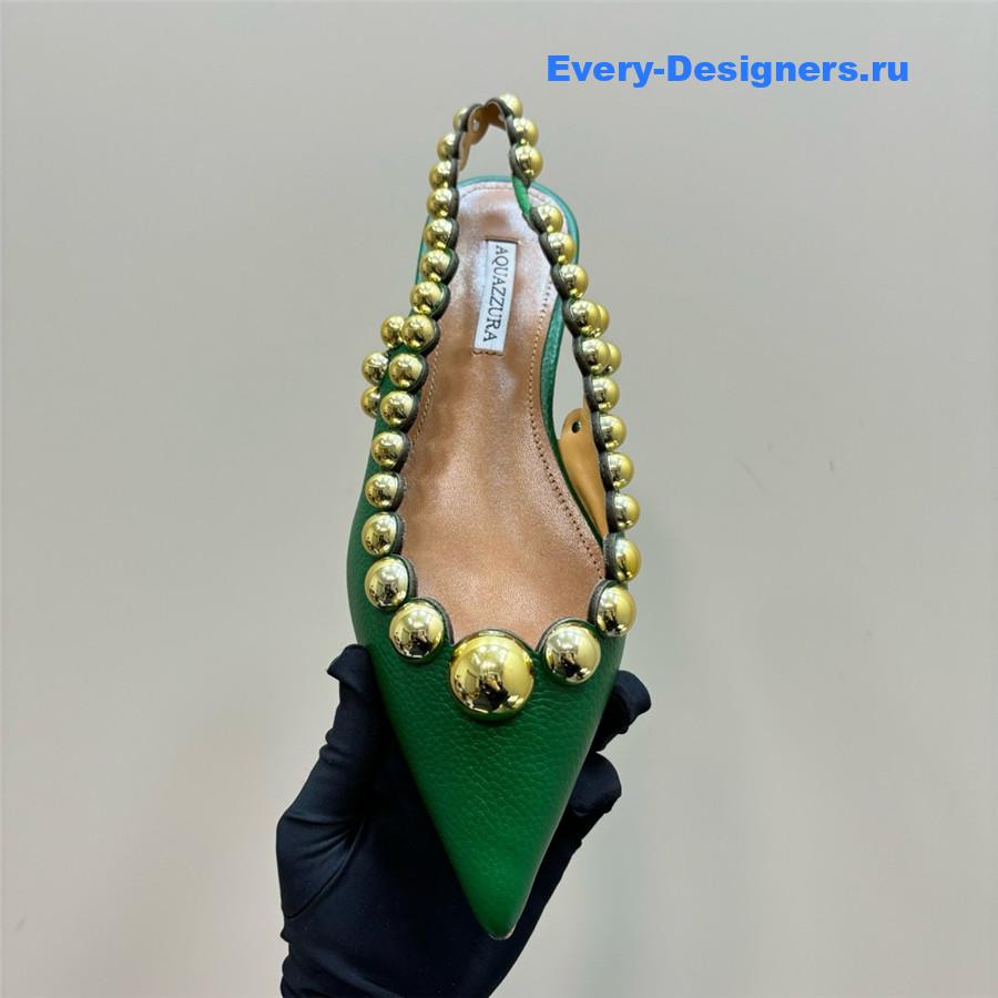 Aquazzura Green Pineapple Flat Sandals