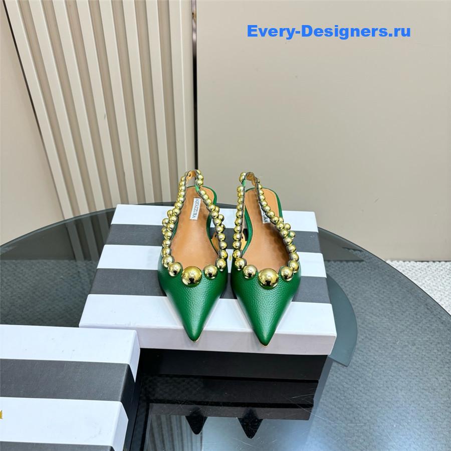 Aquazzura Green Pineapple Flat Sandals