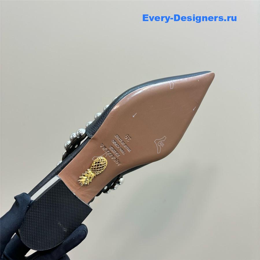 Aquazzura Black Pineapple Flat Sandals