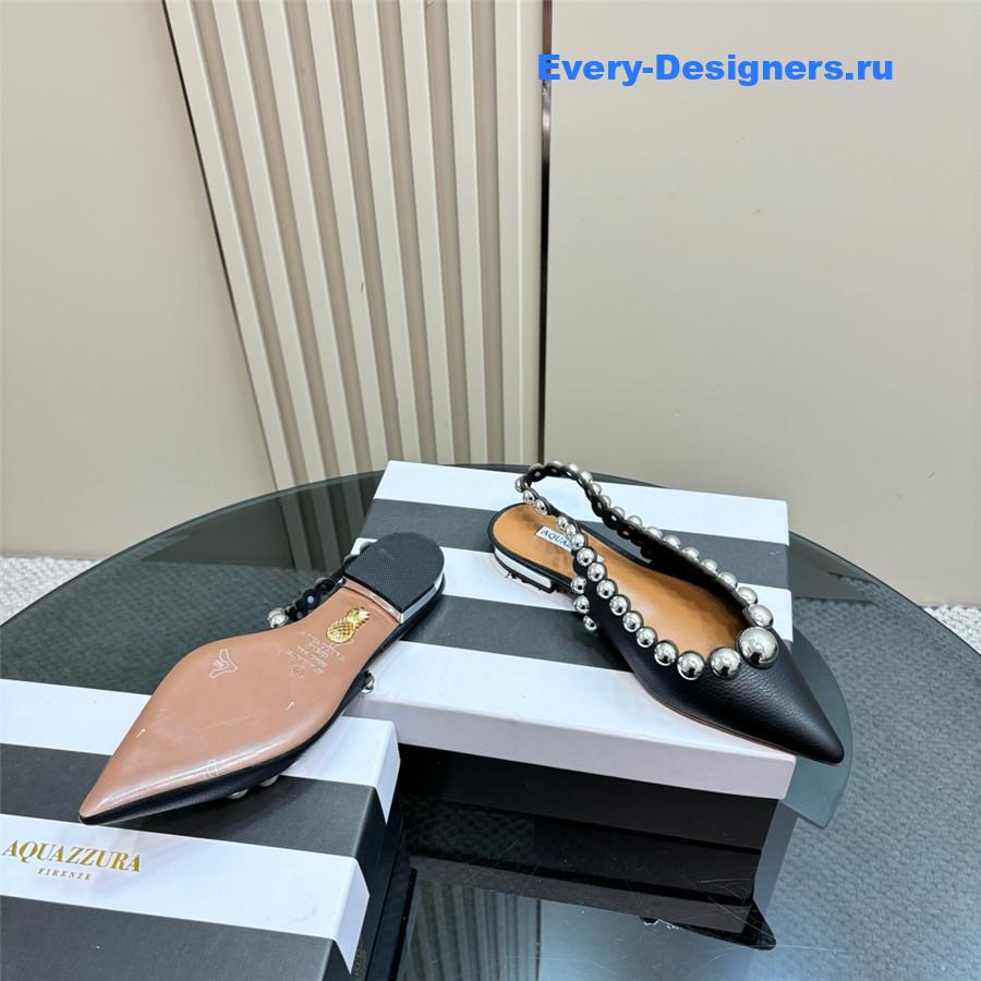 Aquazzura Black Pineapple Flat Sandals