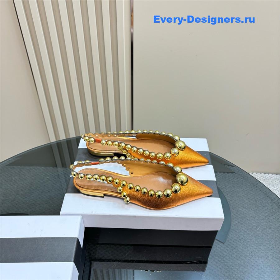 Aquazzura Gold Pineapple Flat Sandals