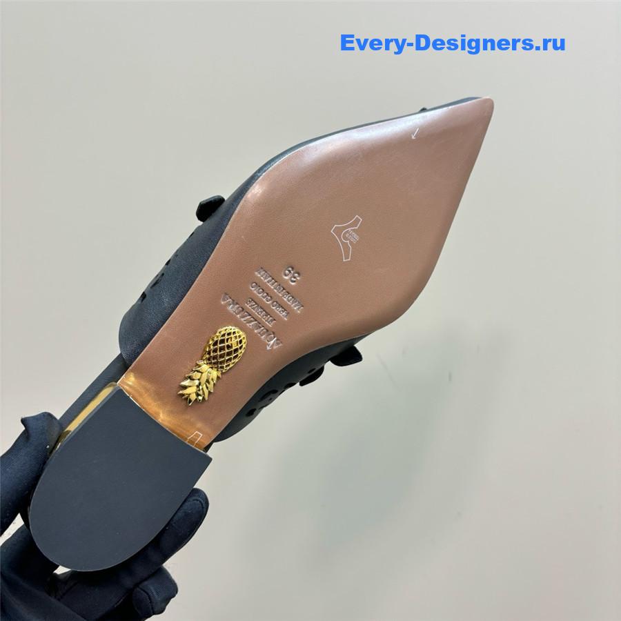 Aquazzura Black Pointed Flat Mules