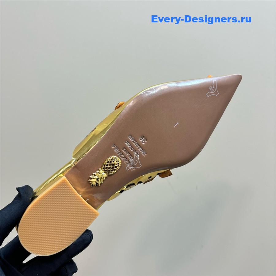 Aquazzura Gold Pointed Flat Mules