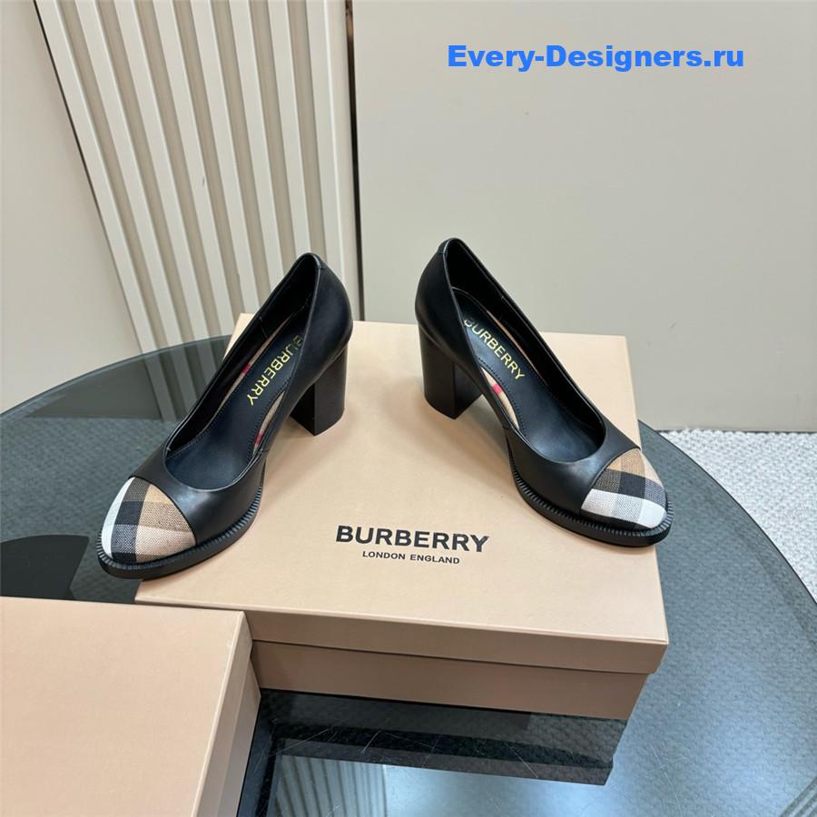 Bv*b*rry black leather pumps