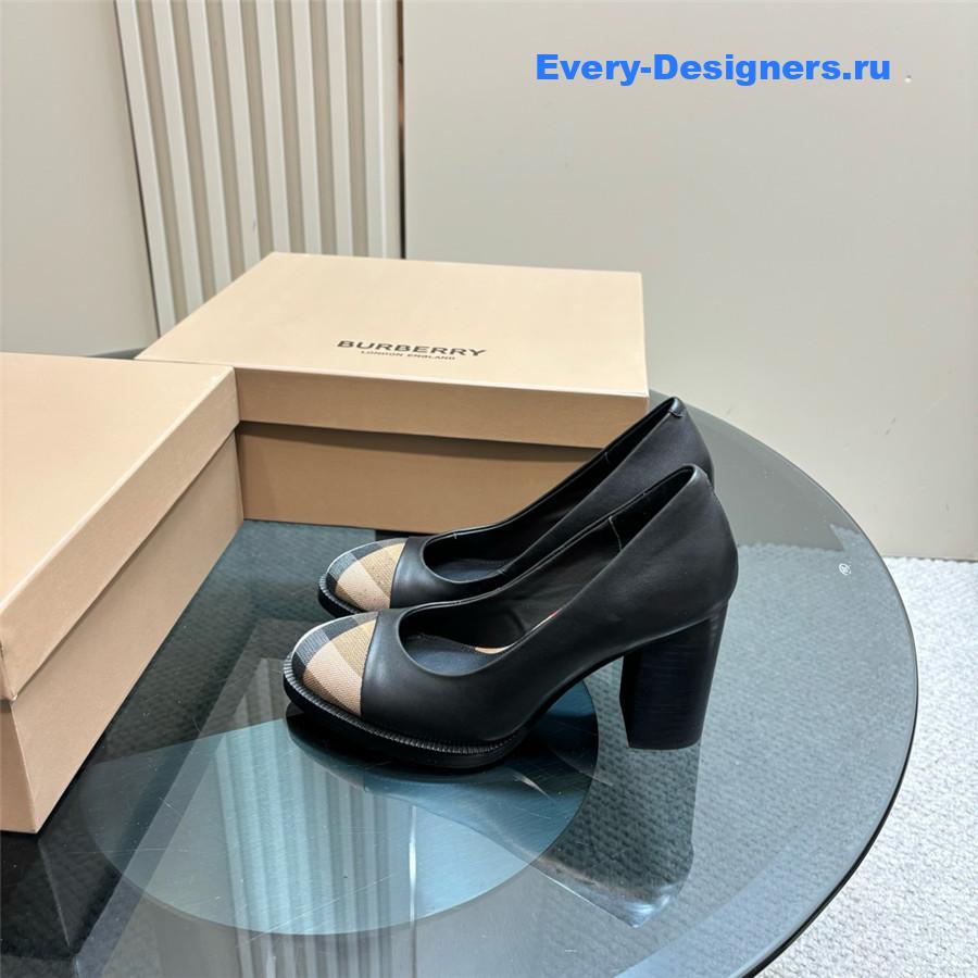 Bv*b*rry black leather pumps