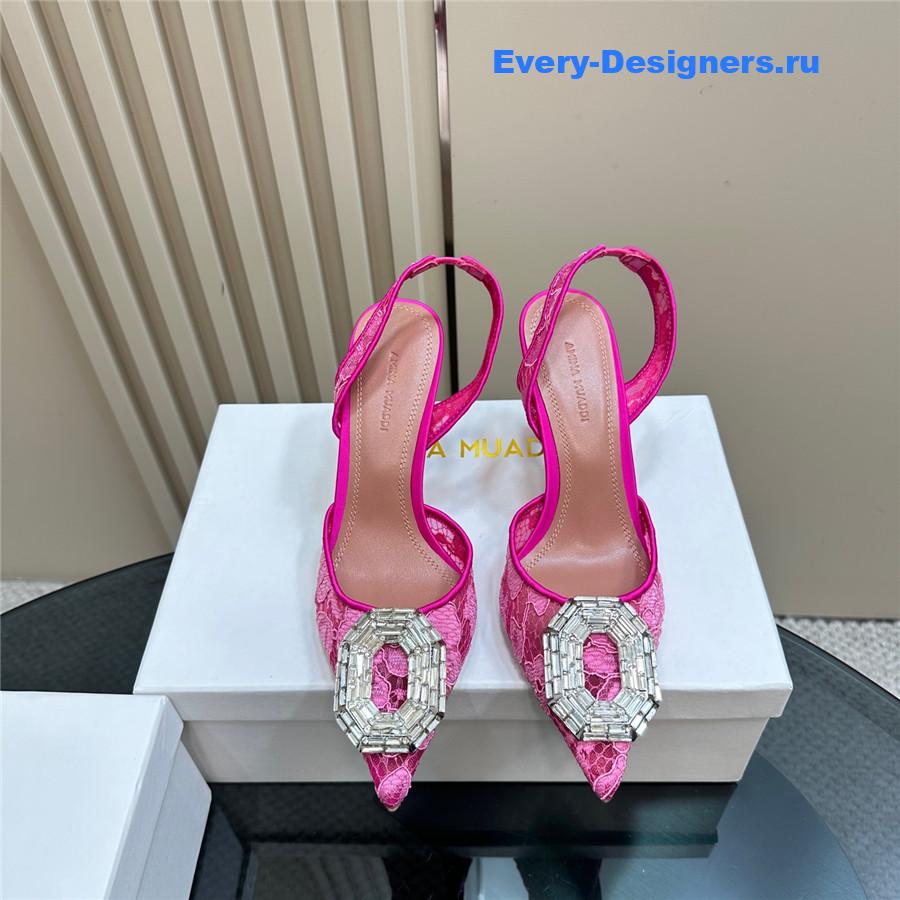 Amina Muaddi Camelia Satin Pumps