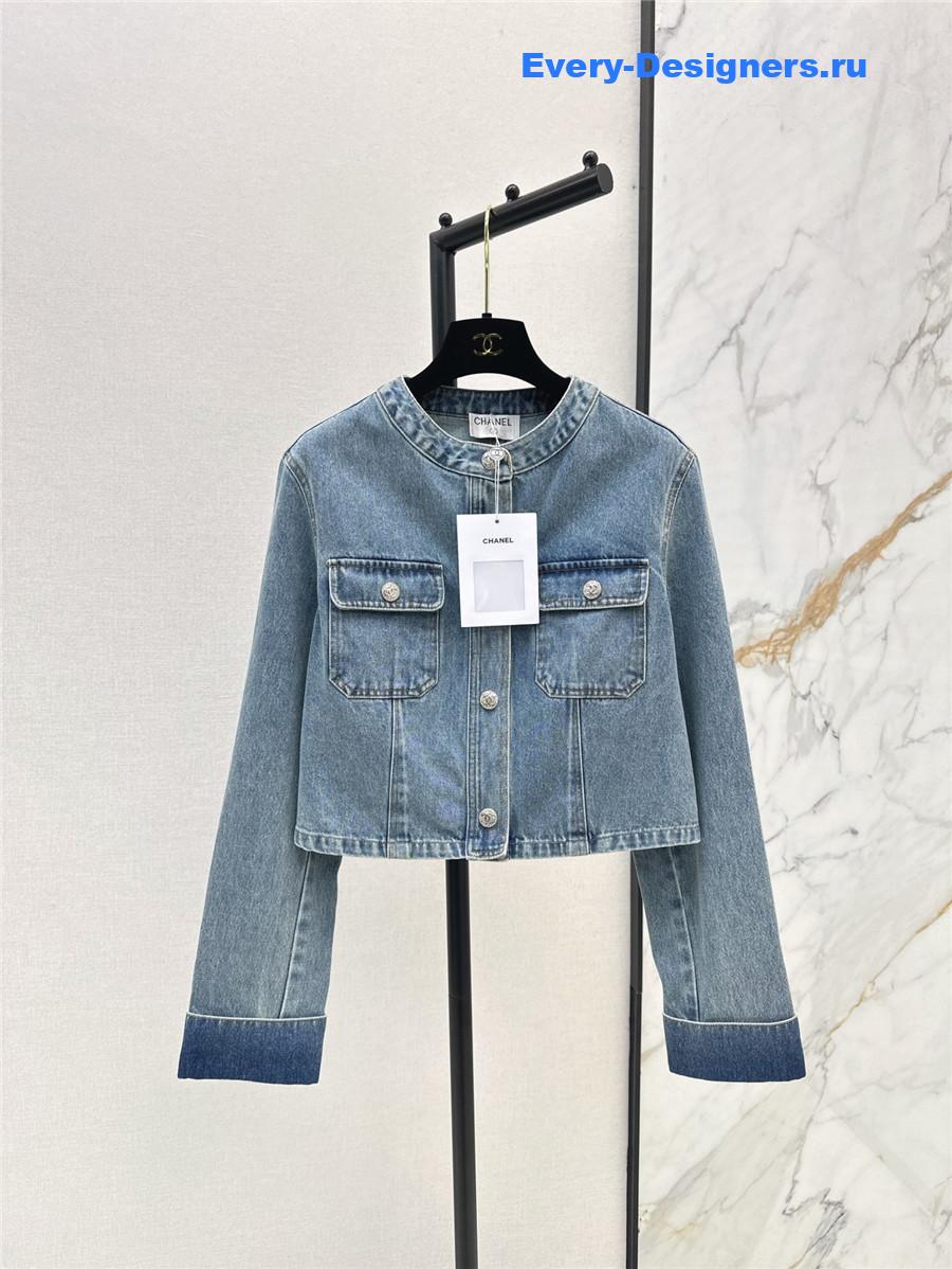 Ch**el blue cropped denim jacket