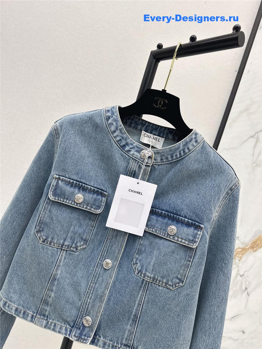 Ch**el blue cropped denim jacket
