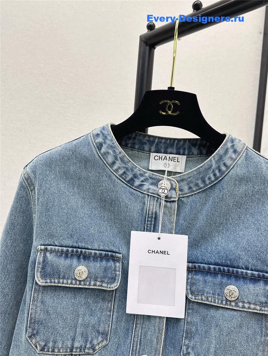Ch**el blue cropped denim jacket