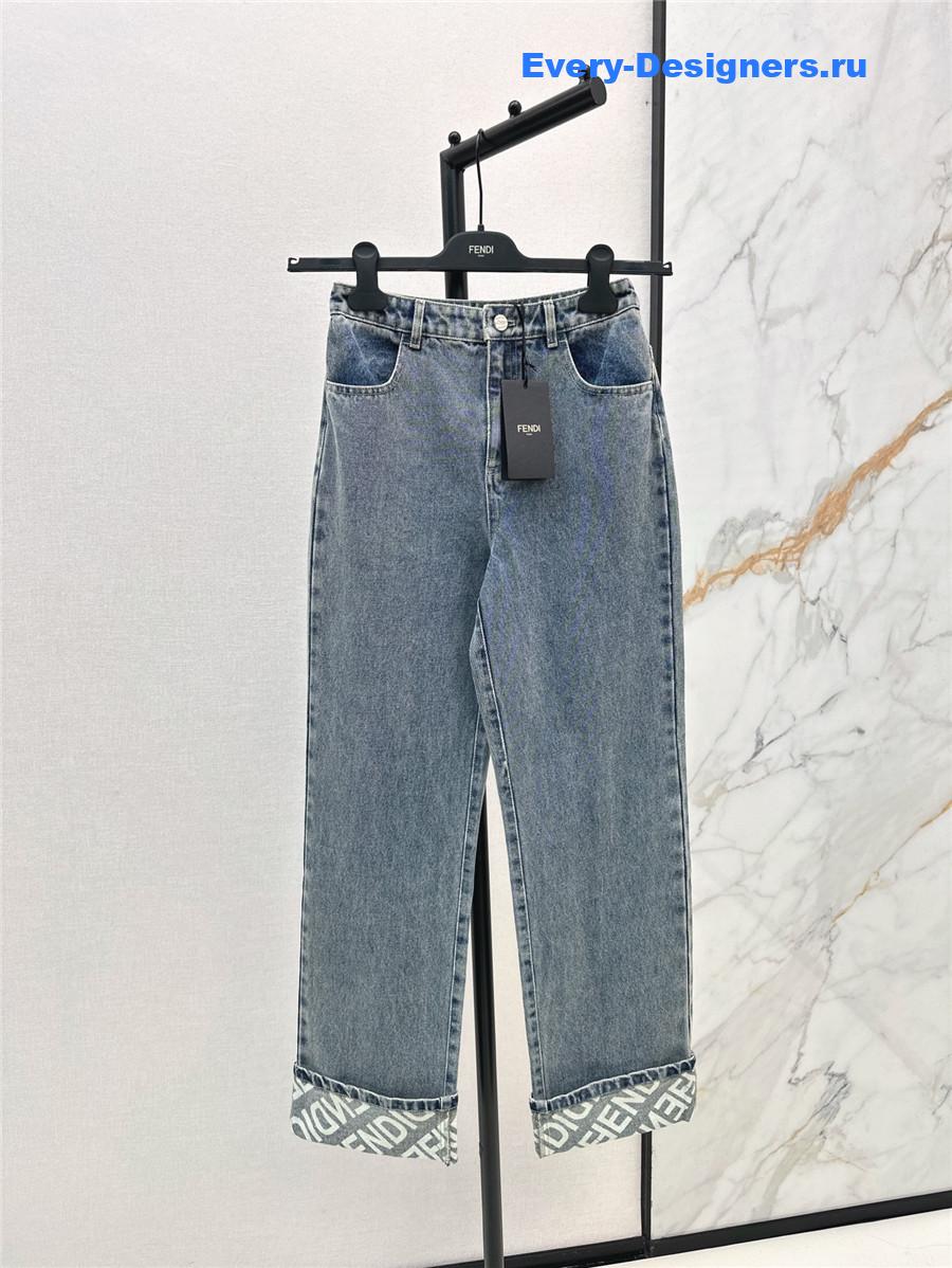 F**di ff logo cuff straight jeans