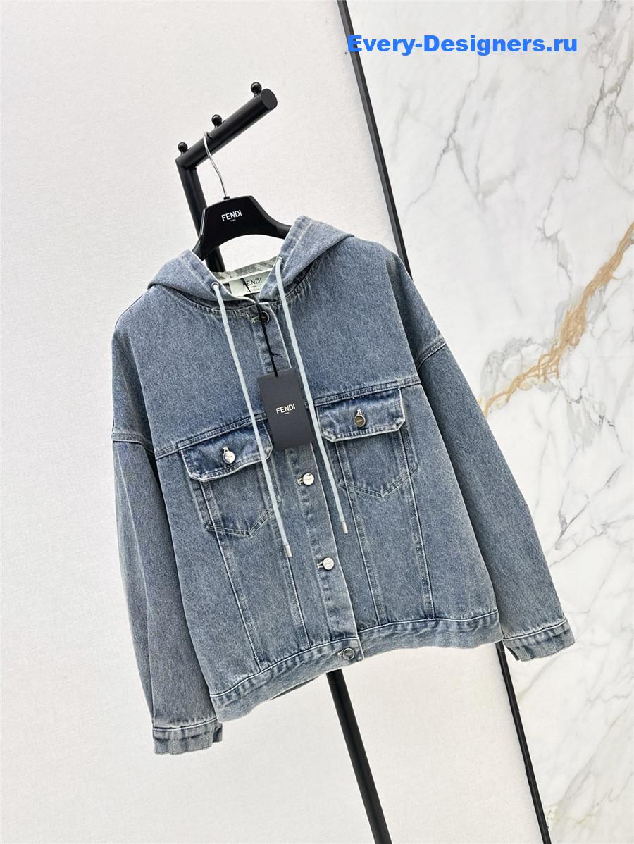 F**di ff light blue denim hooded jacket