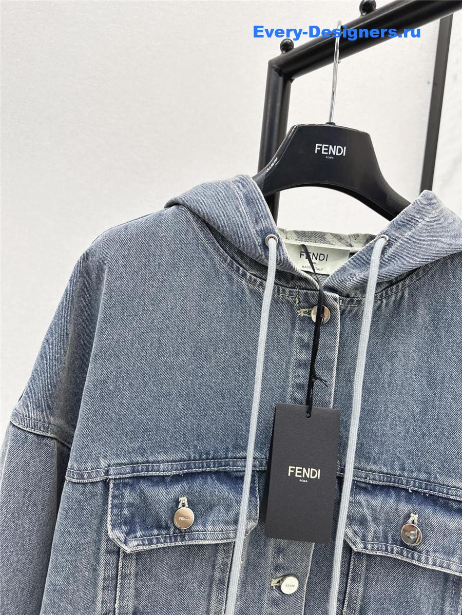 F**di ff light blue denim hooded jacket