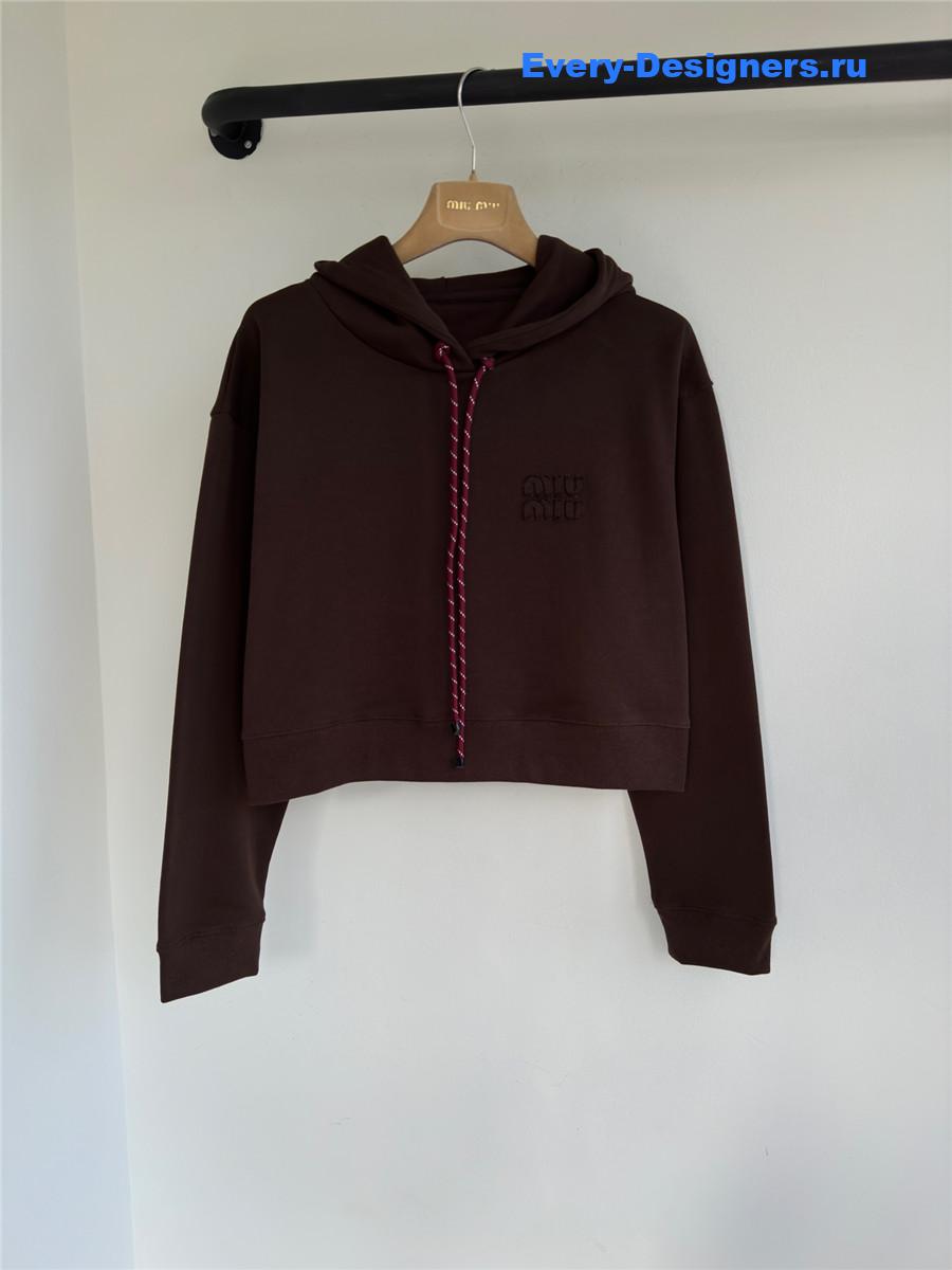 Miu Miu Embroidered Cropped Hoodie
