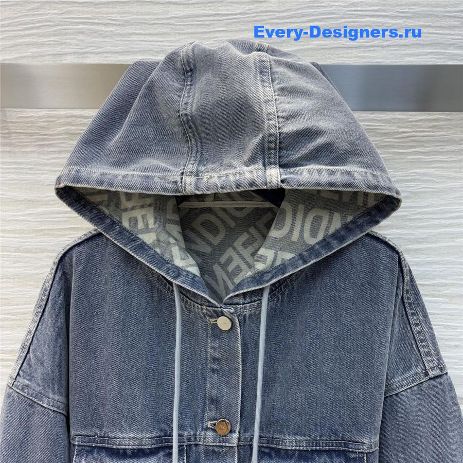 F**di logo print hooded denim jacket