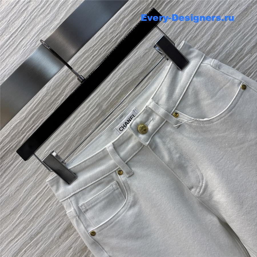 Ch**el white high-waisted flared-leg jeans