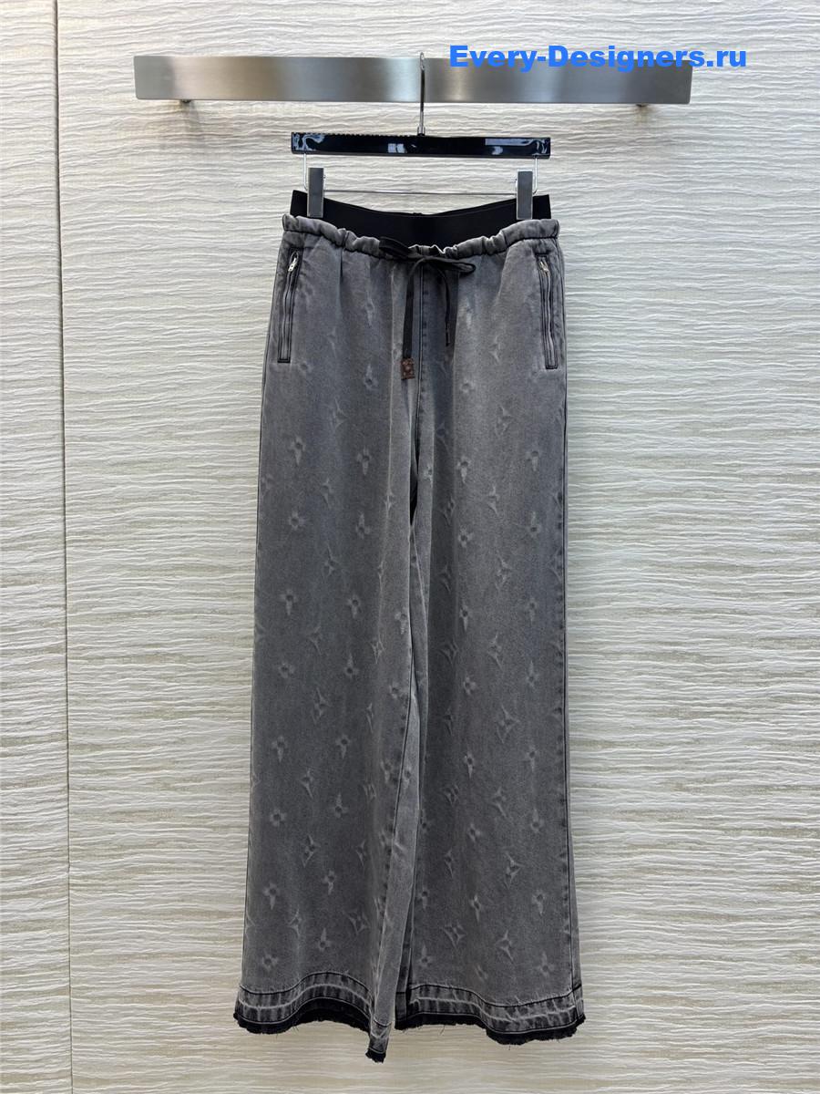 l0vis Vvtt0n lv logo print denim wide-leg pants