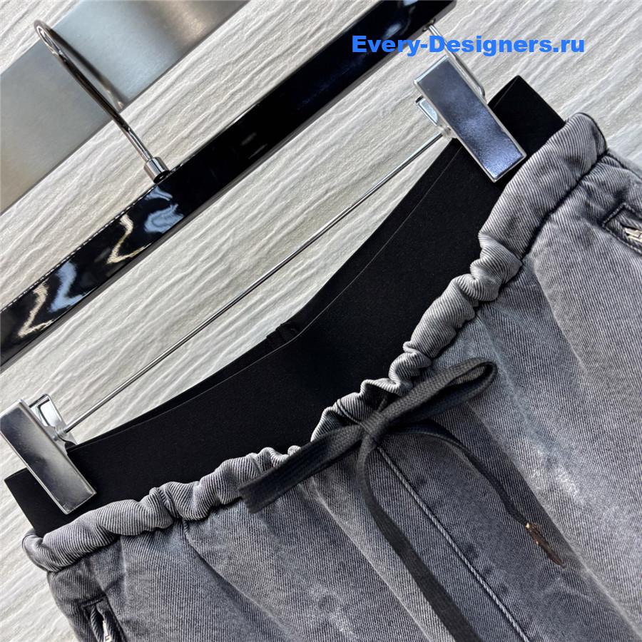 l0vis Vvtt0n lv logo print denim wide-leg pants