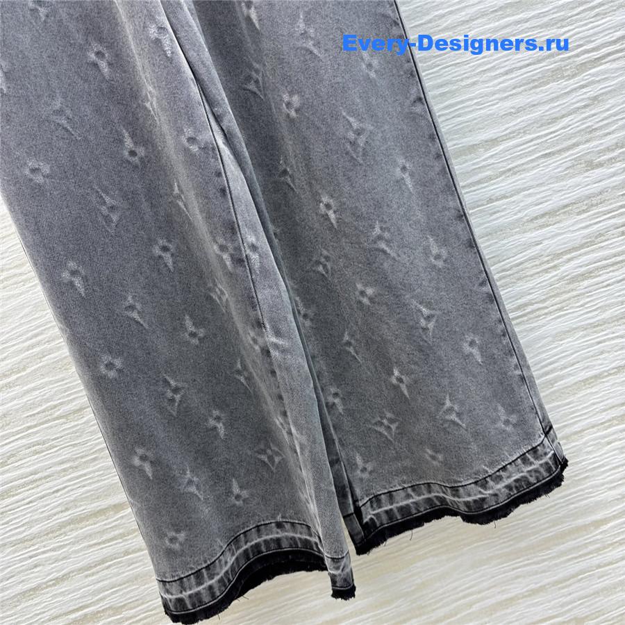 l0vis Vvtt0n lv logo print denim wide-leg pants