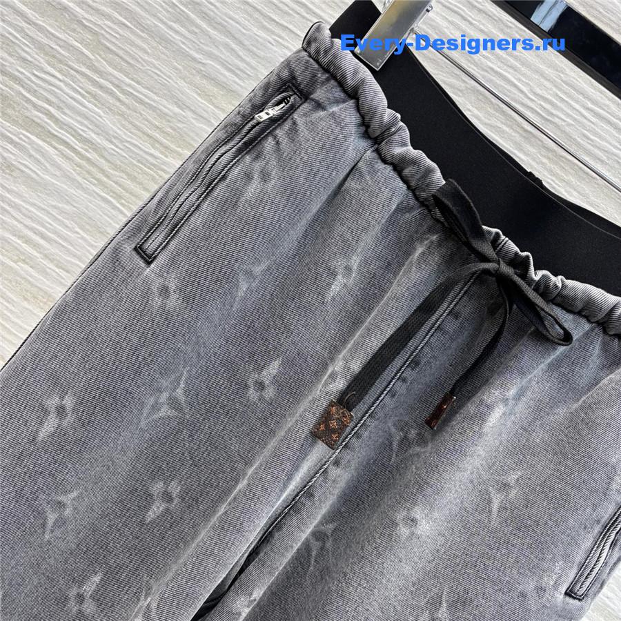 l0vis Vvtt0n lv logo print denim wide-leg pants