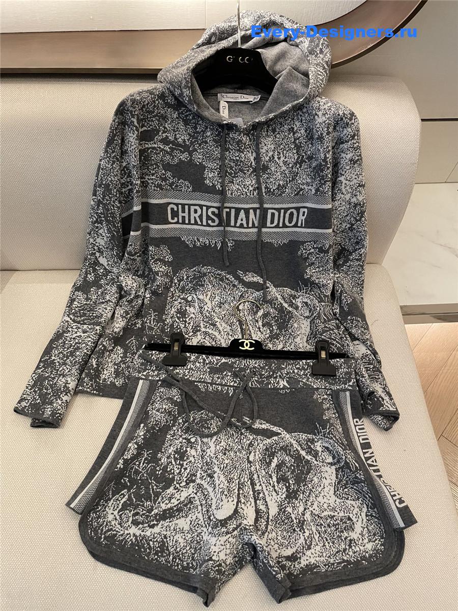 D10r cashmere wool blend knit suit gray