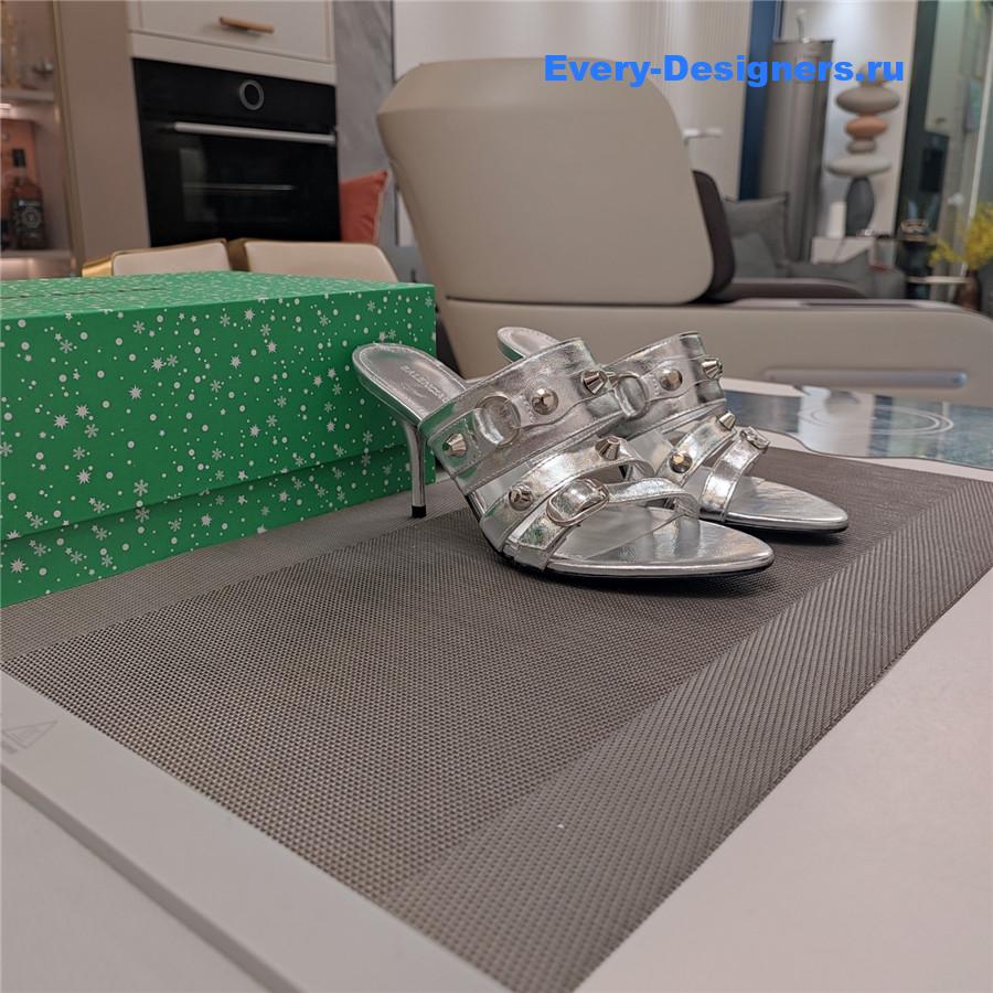 Ba1en*iaga 85mm mule sandals in silver