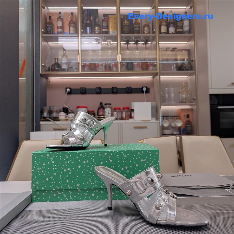 Ba1en*iaga 85mm mule sandals in silver