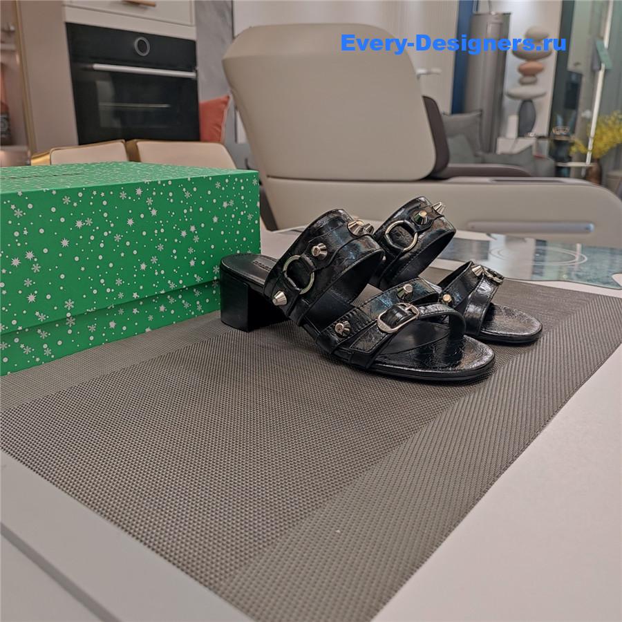 Ba1en*iaga black buckled mule heeled sandals