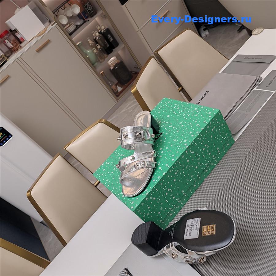 Ba1en*iaga silver buckled mule heeled sandals