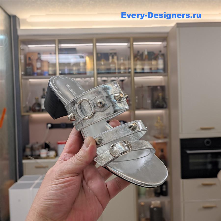 Ba1en*iaga silver buckled mule heeled sandals