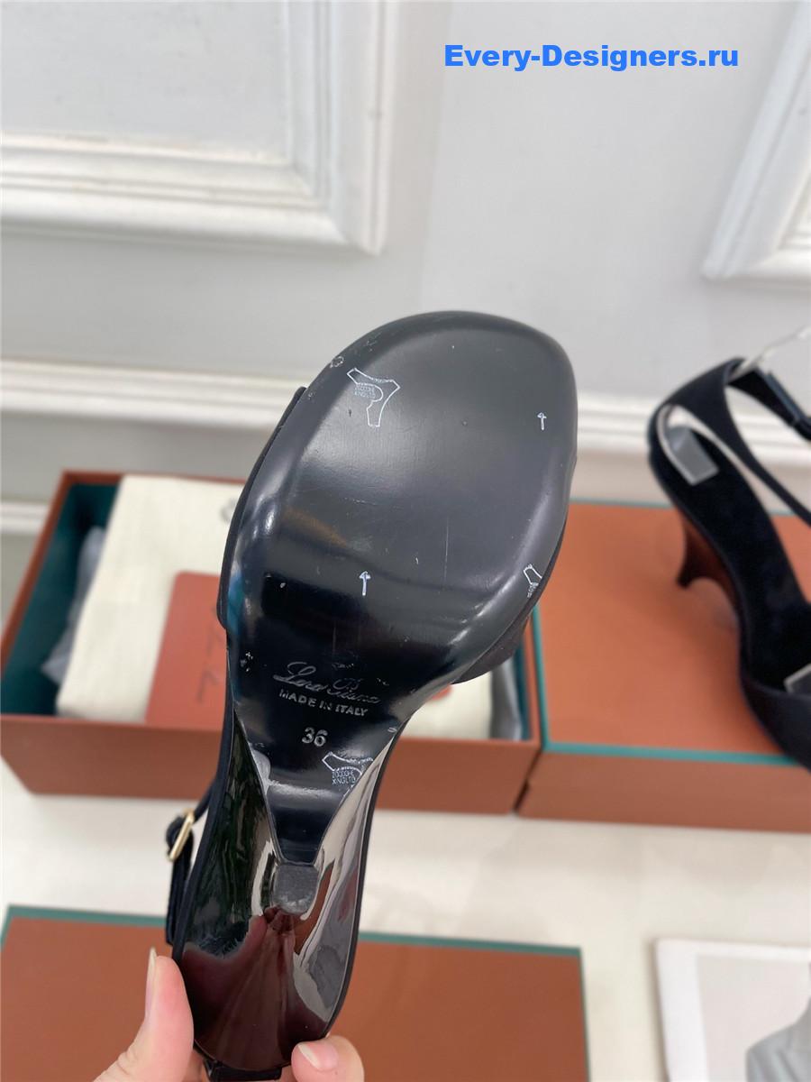 L0r0 P1ana metal buckle high heel sandals black