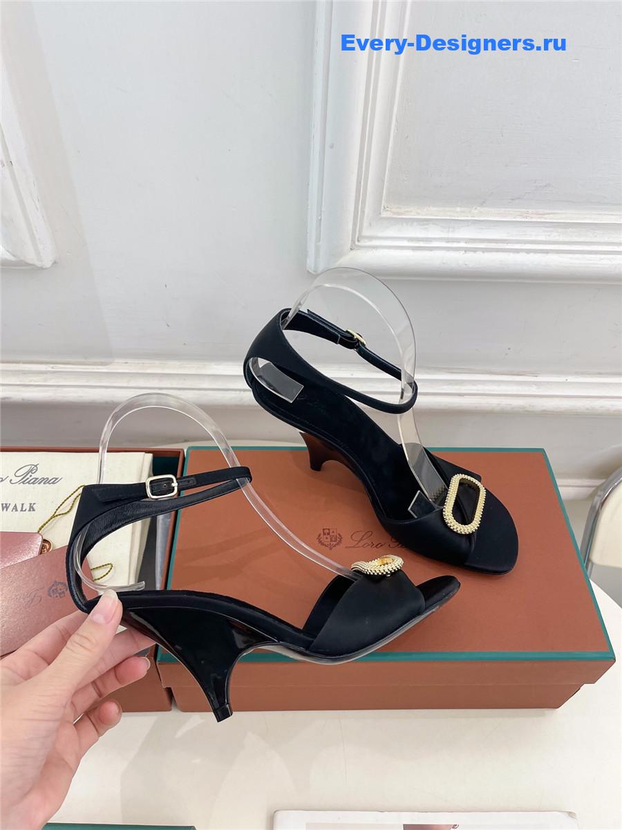 L0r0 P1ana metal buckle high heel sandals black