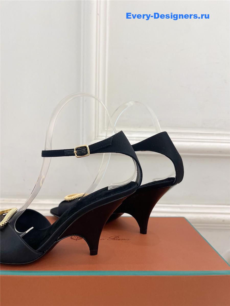 L0r0 P1ana metal buckle high heel sandals black