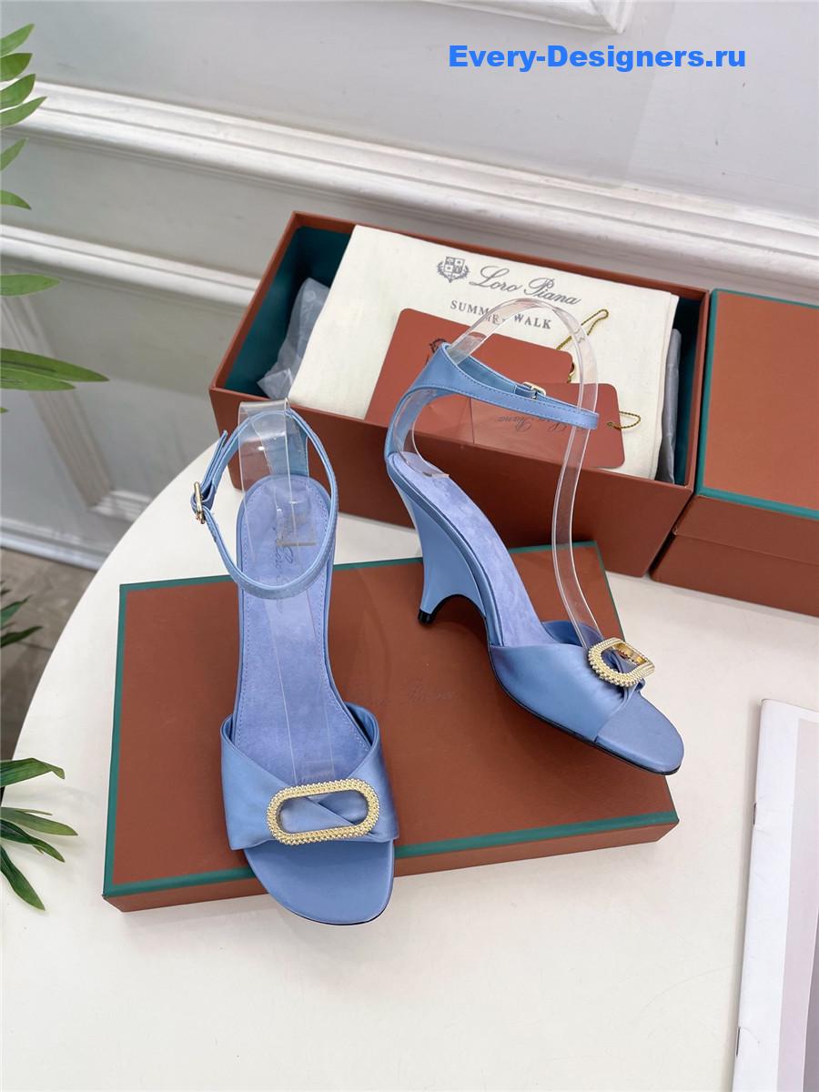 L0r0 P1ana metal buckle high heel sandals blue